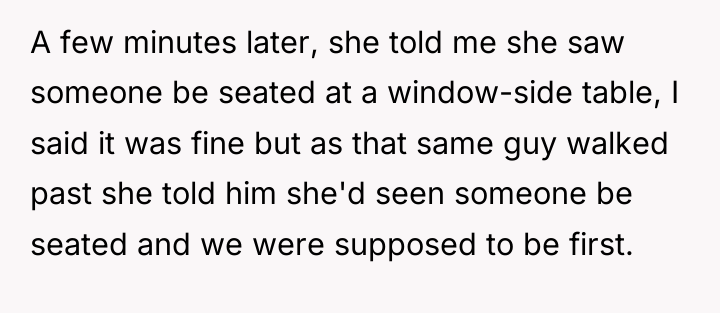 A few minutes later, she told me she saw someone...
