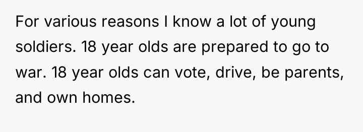 For various reasons I know a lot of young soldiers....
