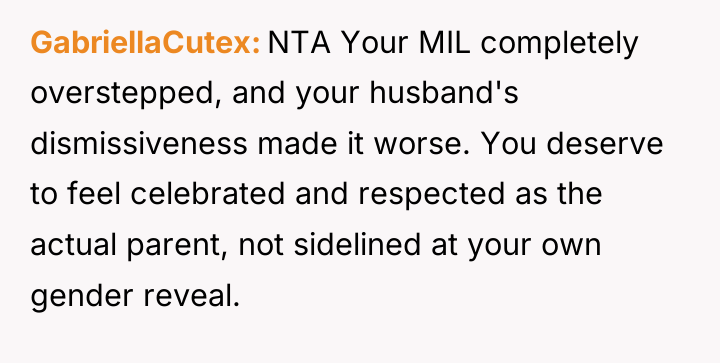 GabriellaCutex NTA Your MIL completely overstepped, and your husband's dismissiveness...