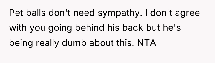 Pet balls don't need sympathy. I don't agree with you...