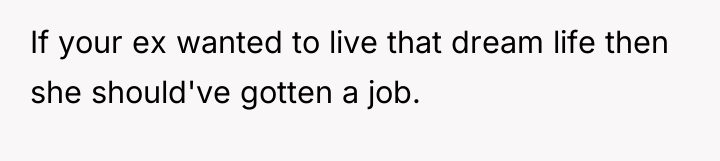 If your ex wanted to live that dream life then...