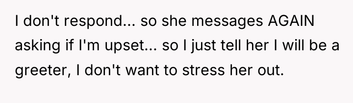 I don't respond... so she messages AGAIN asking if I'm...