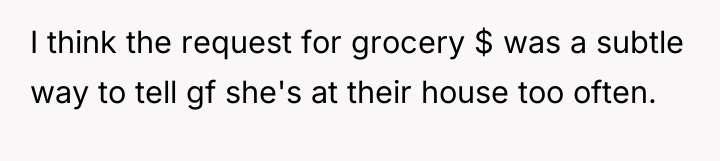 I think the request for grocery $ was a subtle...