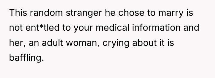 This random stranger he chose to marry is not ent*tled...