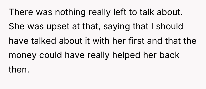 There was nothing really left to talk about. She was...