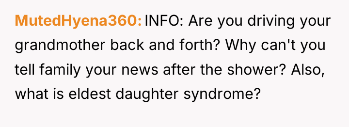 MutedHyena360 INFO: Are you driving your grandmother back and forth?...