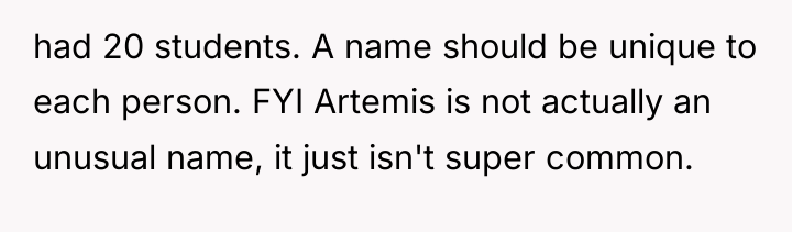 had 20 students. A name should be unique to each...