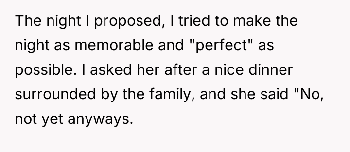 The night I proposed, I tried to make the night...