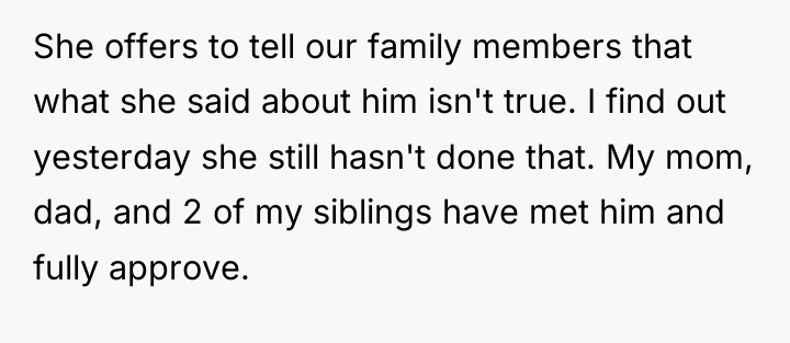 She offers to tell our family members that what she...