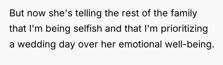 But now she's telling the rest of the family that...