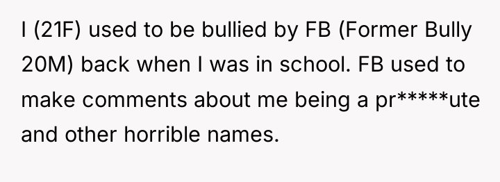 I (21F) used to be bullied by FB (Former Bully...