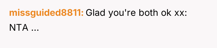 missguided8811 Glad you're both ok xx: NTA ...