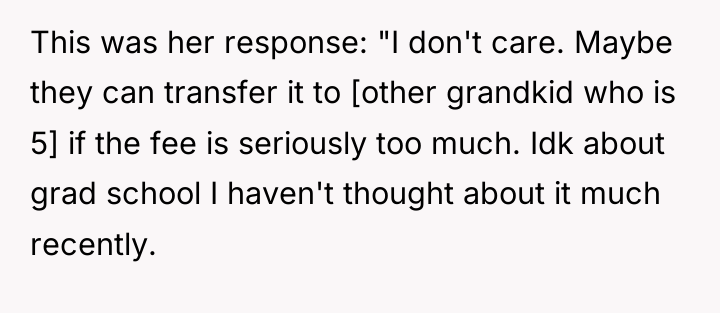 This was her response: "I don't care. Maybe they can...