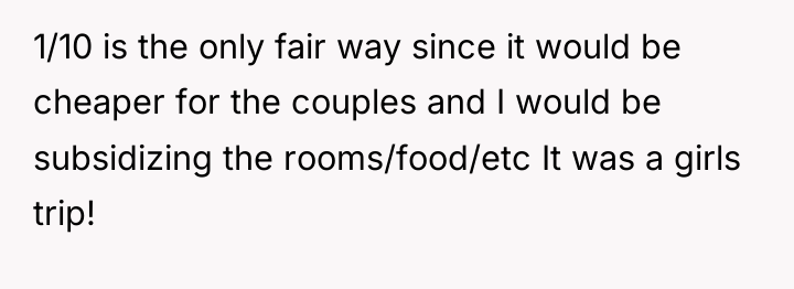 1/10 is the only fair way since it would be...