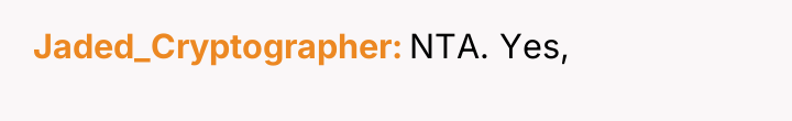 Jaded_Cryptographer NTA. Yes,