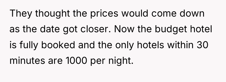 They thought the prices would come down as the date...