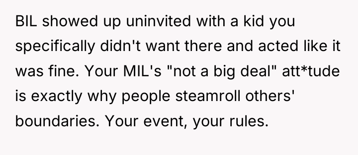BIL showed up uninvited with a kid you specifically didn't...