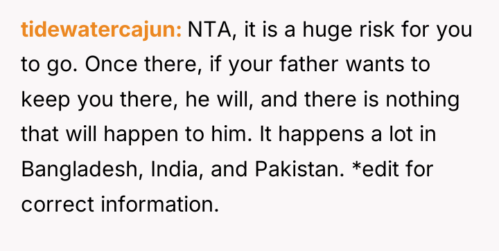 tidewatercajun NTA, it is a huge risk for you to...