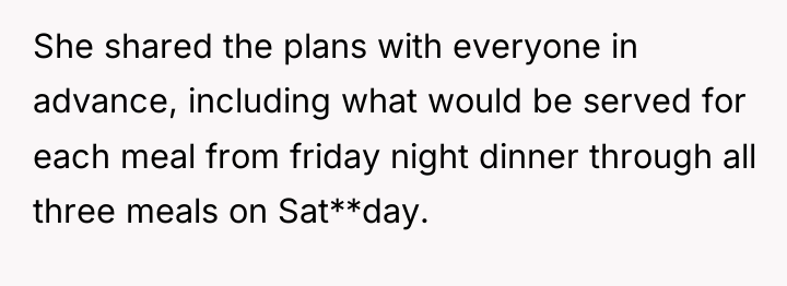 She shared the plans with everyone in advance, including what...