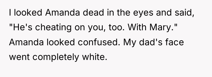 I looked Amanda dead in the eyes and said, "He's...