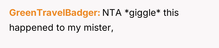 GreenTravelBadger NTA *giggle* this happened to my mister,