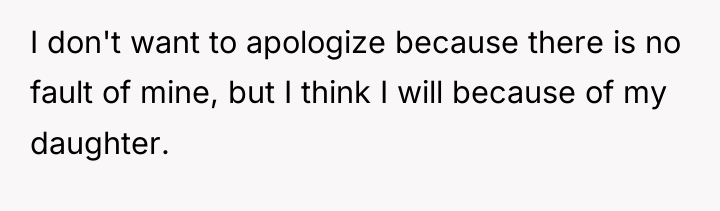 I don't want to apologize because there is no fault...