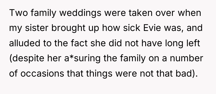 Two family weddings were taken over when my sister brought...