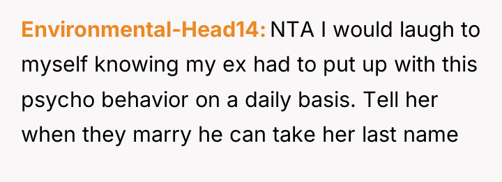Environmental-Head14 NTA I would laugh to myself knowing my ex...