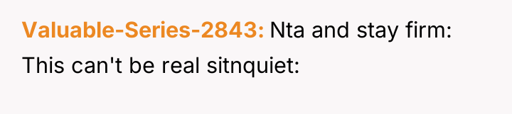 Valuable-Series-2843 Nta and stay firm: This can't be real sitnquiet: