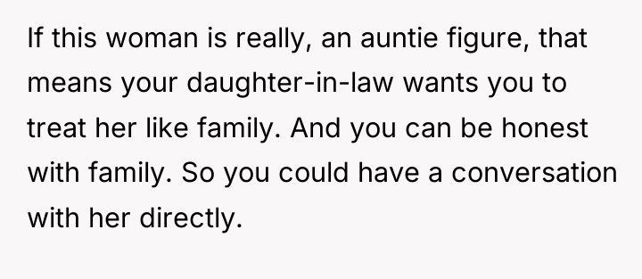 If this woman is really, an auntie figure, that means...