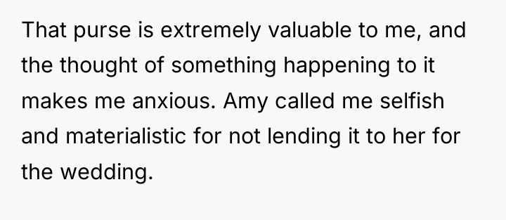 That purse is extremely valuable to me, and the thought...