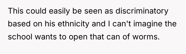 This could easily be seen as discriminatory based on his...