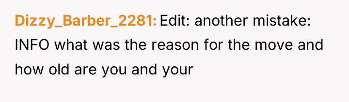 Dizzy_Barber_2281 Edit: another mistake: INFO what was the reason for...