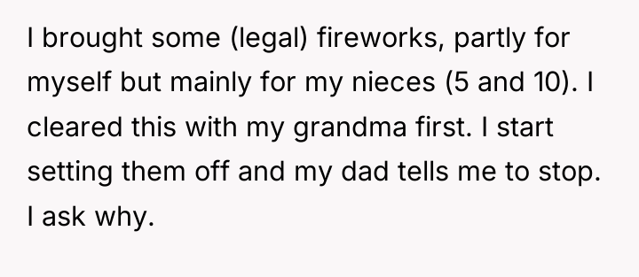 I brought some (legal) fireworks, partly for myself but mainly...