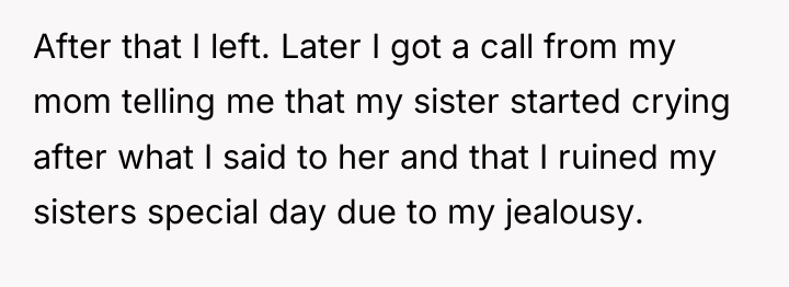 After that I left. Later I got a call from...