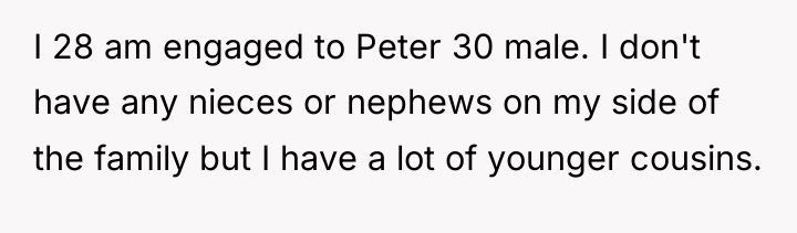 I 28 am engaged to Peter 30 male. I don't...