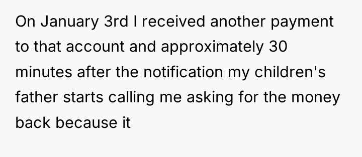 On January 3rd I received another payment to that account...