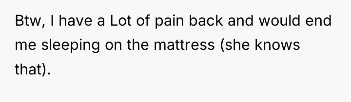 Btw, I have a Lot of pain back and would...