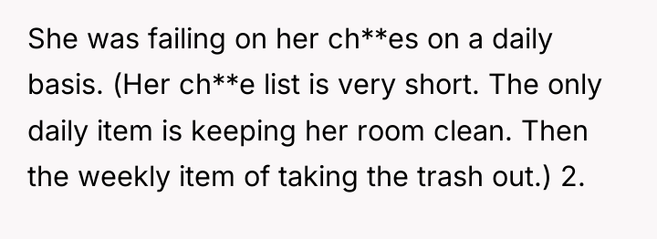 She was failing on her ch**es on a daily basis....