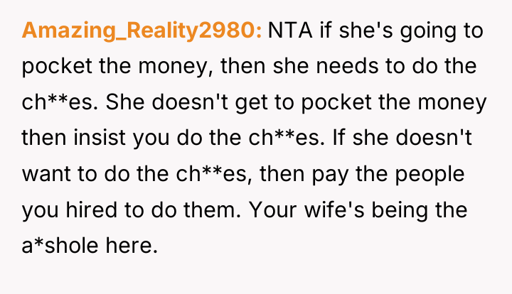 Amazing_Reality2980 NTA if she's going to pocket the money, then...