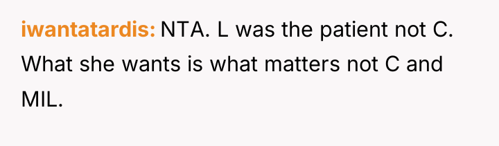 iwantatardis NTA. L was the patient not C. What she...
