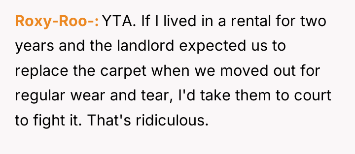 Roxy-Roo- YTA. If I lived in a rental for two...