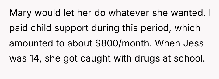 Mary would let her do whatever she wanted. I paid...