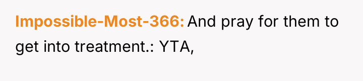 Impossible-Most-366 And pray for them to get into treatment.: YTA,