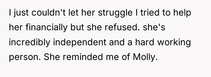 I just couldn't let her struggle I tried to help...