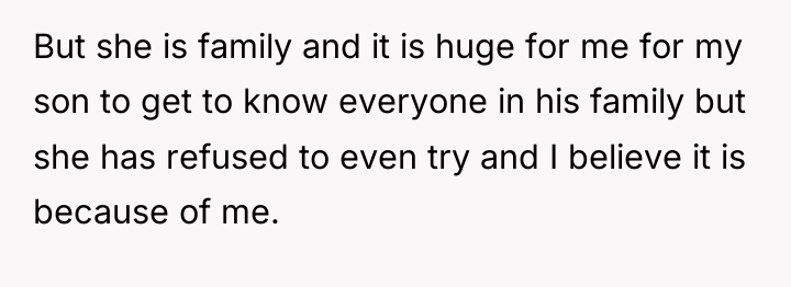 But she is family and it is huge for me...
