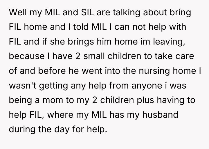Well my MIL and SIL are talking about bring FIL...