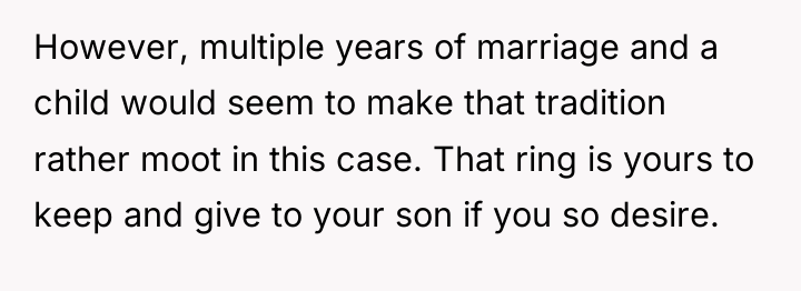 However, multiple years of marriage and a child would seem...