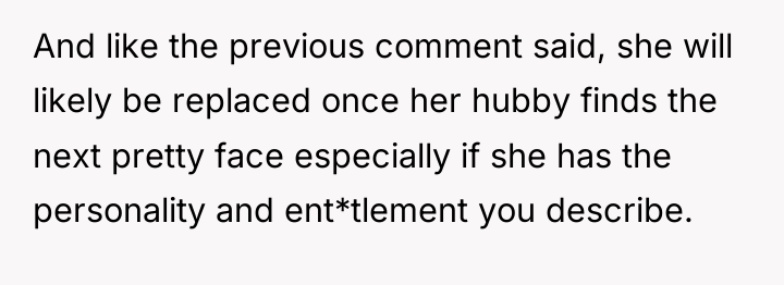 And like the previous comment said, she will likely be...