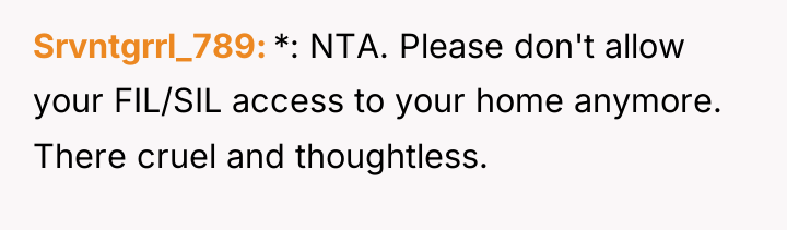 Srvntgrrl_789 *: NTA. Please don't allow your FIL/SIL access to...